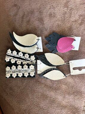 Lot of 4 Handmade Leather Earrings - Great Gift - Unique - Beautiful